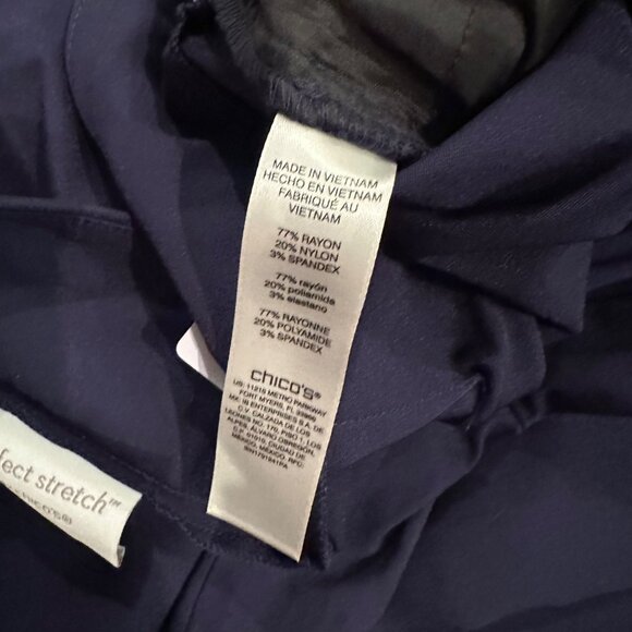 CHICOS WOMENS BLUE PERFECT STRETCH 2.5 JOSIE SLIM ANKLE US SIZE 14 PANTS - Picture 10 of 14